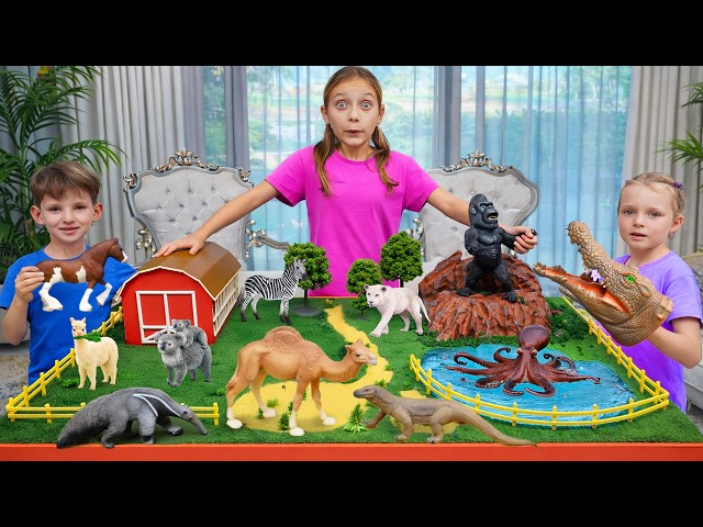 Kids Animal Adventure in a Magic Toy Zoo at Home