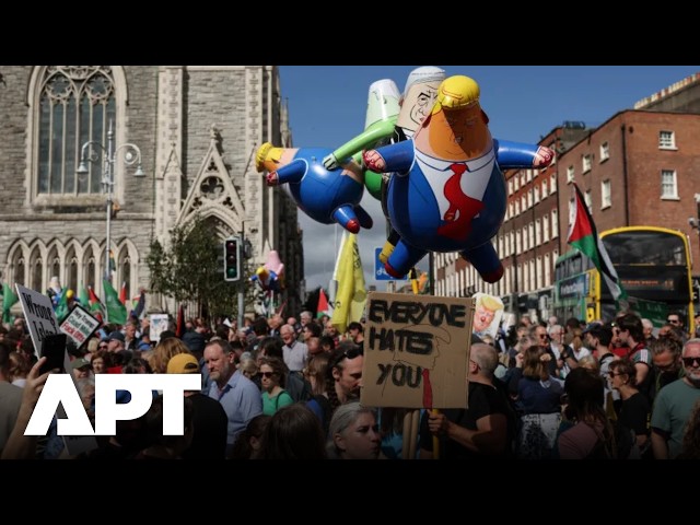 WATCH: Giant Trump And Netanyahu Inflatables Steal The Show At Dublin Protest | APT