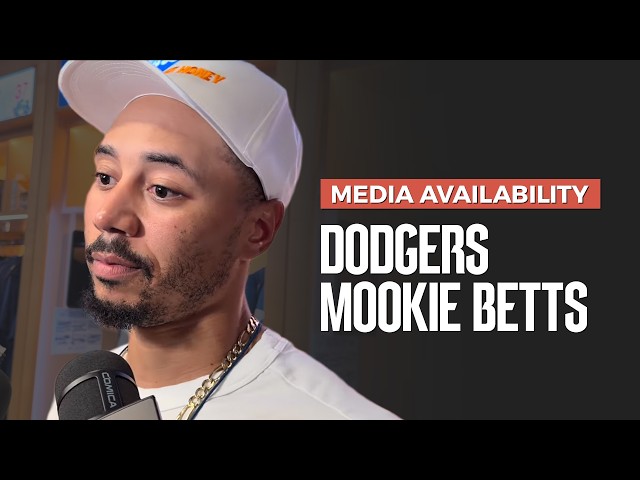 Mookie Betts reacts to the Dodgers calling up Josue De Paula from Double-A