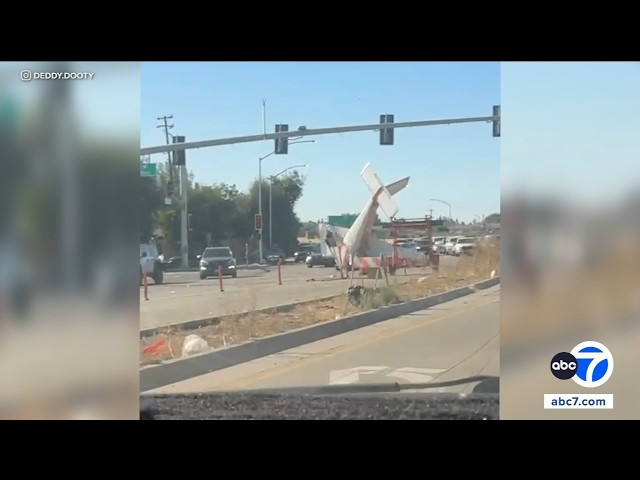 2 adults, 1 child injured in plane crash on Northern California expressway, fire department says