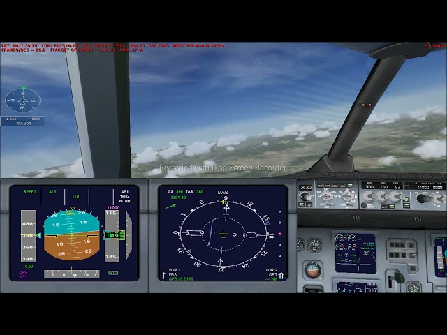 Cockpit Rome to Neples, View of Rome from top and landing at Naples. FSX Simulator flights mission