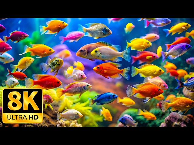 AQUARIUM 8K UHD – Beautiful Fish Swimming & Colorful Sea Life 🐳 Relaxing Music of the Blue Ocean#1