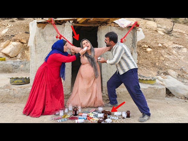Intense conflict over medicine; pregnant first wife stood up to second wife and Saman??