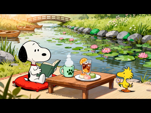 Snoopy's Lazy Summer by the River 🌊🍹 Soft Lofi Beats for Focus, Chill & Calm Minds