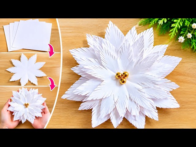 How to Make a Beautiful Snow Flower ❄️ from Paper | Easy DIY Christmas Flower Tutorial 
