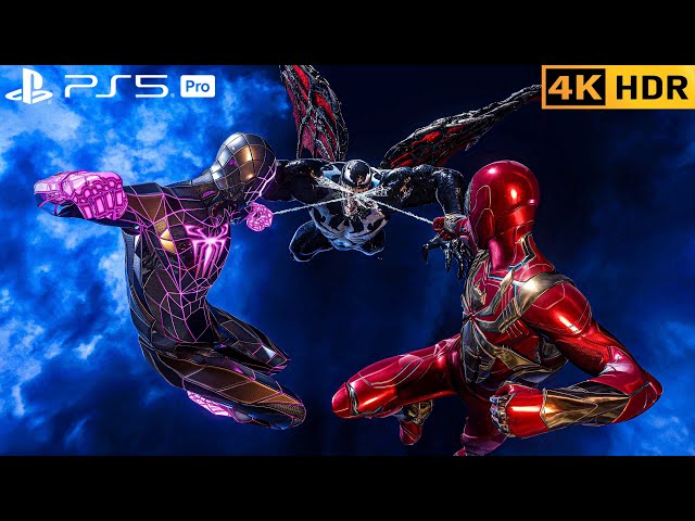 (PS5 PRO) Iron-Spider joins Nanotech Miles To Fight VENOM | 4K HDR |