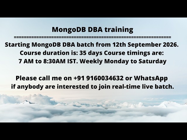 Starting MongoDB DBA batch from 12th September 2026