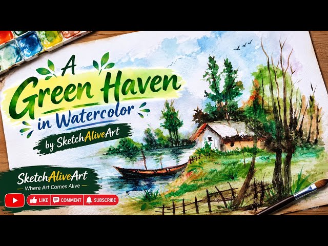 A Green Haven in Watercolor 🌿🎨 | Full Watercolor Painting Process | SketchAliveArt
