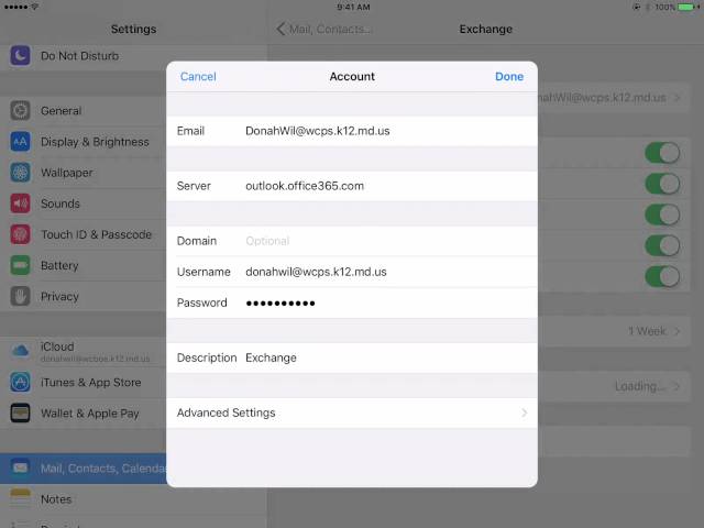 Changing your email password on your iPad