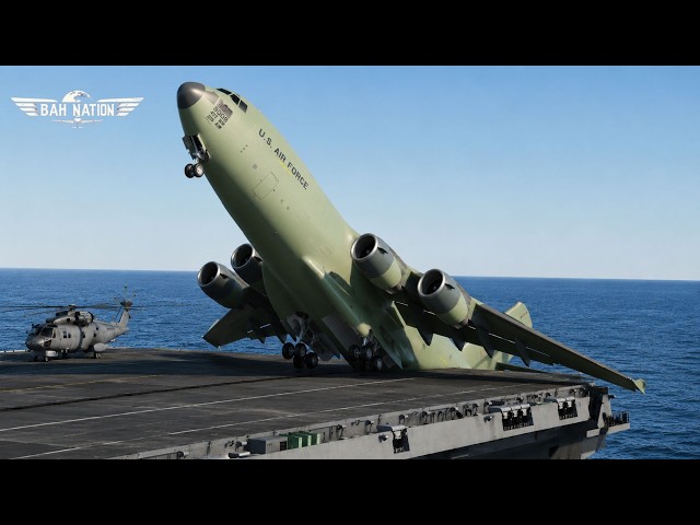 Insane Pilot Skill! C-17 Performs an Impossible Aircraft Carrier Takeoff at Sea