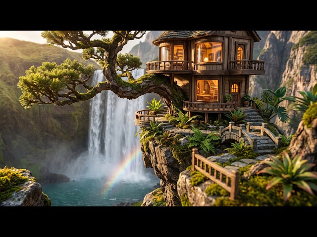 I Built a Luxury Tree Mansion Beside a Giant Mountain Waterfall