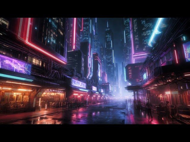 Cyberpunk Neon City Street Seamless Loop 4K No Copyright