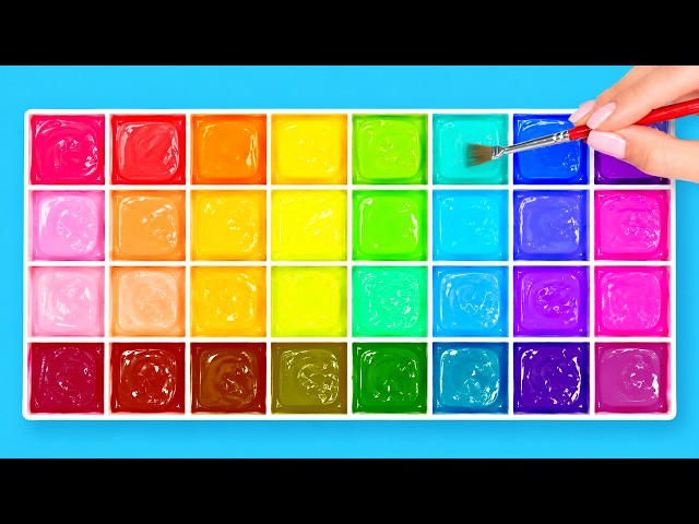 DIY Rainbow Palette! 🌈 Amazing Paint Mixing Tricks by Slime Sam