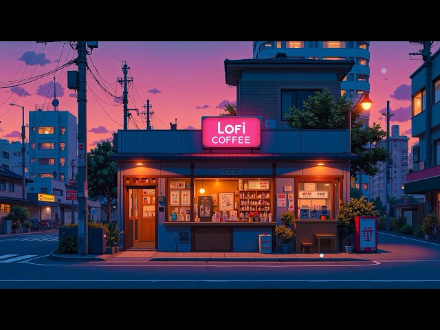 Lofi Coffee Glow ☕ Slow Down Beneath the Pink Sky 🌆 Beats to Work / Study / Relax | [Lofi Hip Hop].