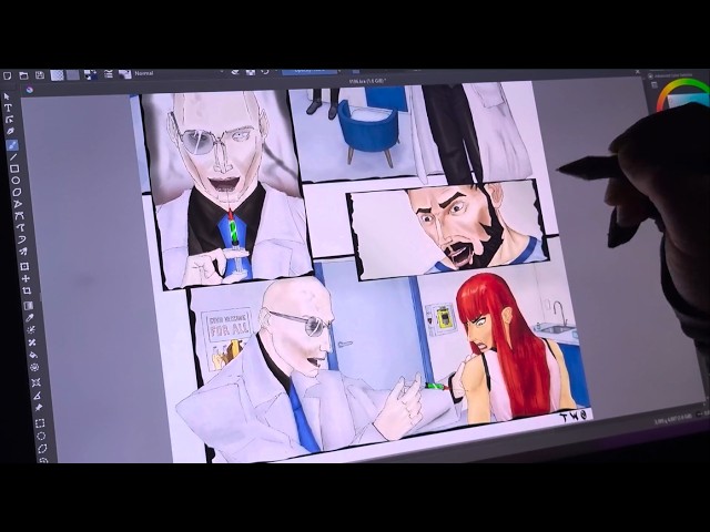 Drawing A Comic Page 2 - Part 3: Background Rendering And Shading (Timelapse).