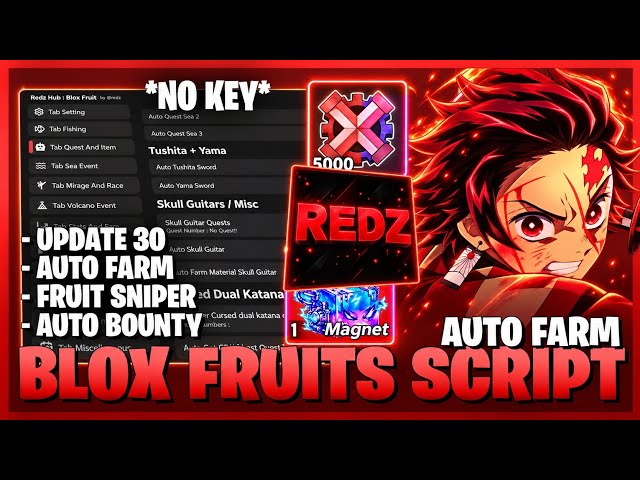 [🔥] Скрипт для Blox Fruits — без ключа, автофарм, автобаунти, снайпер фруктов и многое другое!