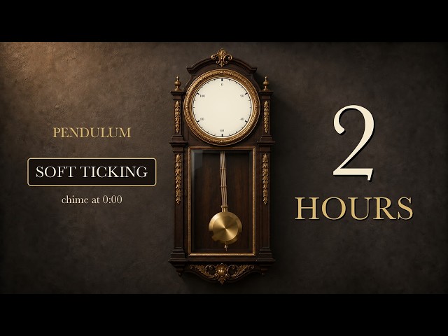2 Hour Timer 🕰 Pendulum Clock with Soft Ticking & Chime Alarm | 120 Minute Study Timer