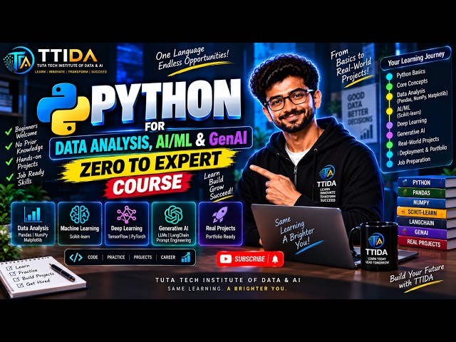 Python for Data Analysis, ML & Deep Learning | Beginner Course from Zero | TTIDA