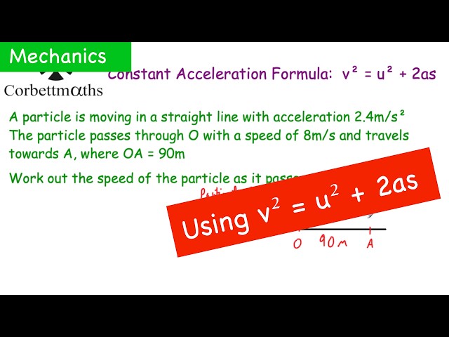 Using v² = u² + 2as - Corbettmaths