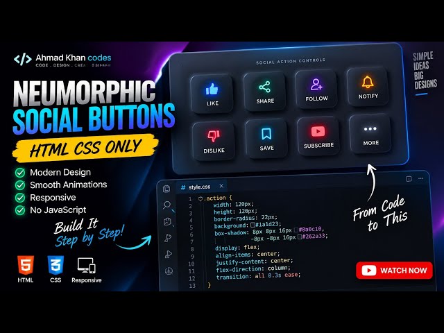 I Built These Satisfying Neumorphic Social Buttons with HTML & CSS 🔥