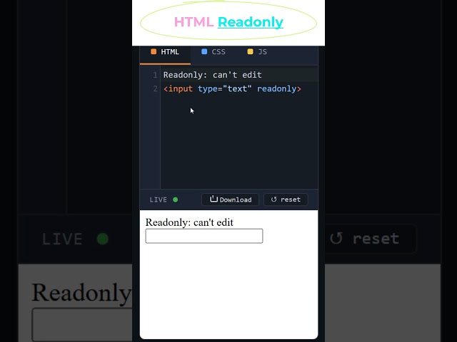 HTML Readonly Input Type #coding #htmltutorial #csstutorial