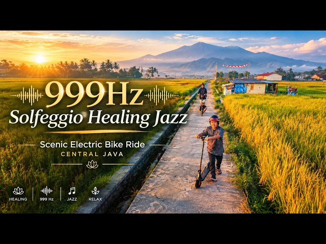 999hz Solfeggio Healing Jazz — Scenic Electric Bike Ride Central Java