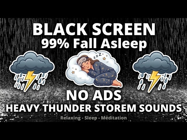 🔴 Heavy Rain and Thunder Sounds for Sleeping - Black Screen | Perfect Thunderstorm for Rest, Live