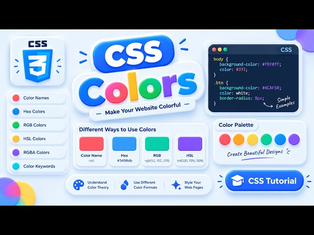 🎨 CSS Colors | Complete Guide for Beginners, Learn CSS Colors with Practical Examples | CSS Tutorial