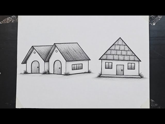 Easy House Drawing for Beginners | Simple Village House Sketch Step by Step