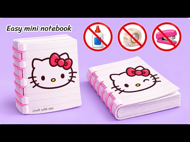 DIY cute mini notebook / no glue no tape craft / easy paper craft / cute art stationery 