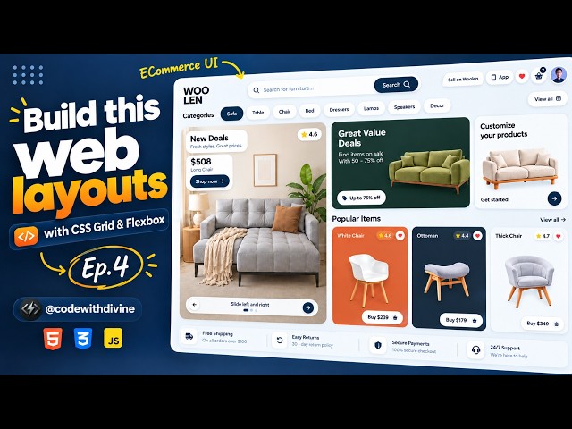The #4 CSS Layouts Every Developer Must Know With CSS Grid & Flexbox | HTML CSS Project (Ep.4)