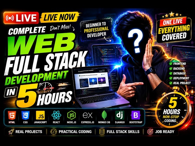 Complete Web Full Stack Development in 5 Hours 🚀 | HTML, CSS, JS, MERN, Django | Telugu #web #coding