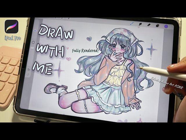 Full Process (real time), ASMR Drawing Anime Girl 🎧, fully rendered!