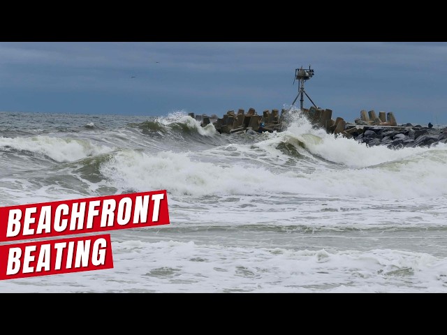 Jersey Shore Beach Battered As Nor'easter Charges Up The East Coast