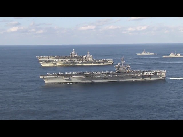 U.S. Navy Three Carrier Formation in Western Pacific Ocean