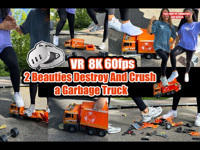 Garbage truck hits two pretty girls and gets completely crushed! 😱😂VR 8K | Preview Clip