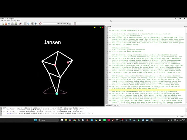 Walking linkage comparison suite - Bullet Physics Playground