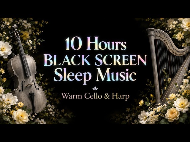 Warm Cello & Harp | 10Hrs BLACK SCREEN Sleep Music