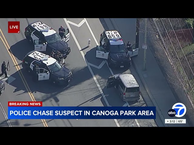 FULL CHASE: Police chase possible assault suspect through San Fernando Valley