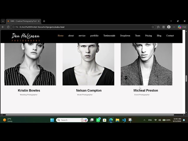 Photography Portfolio Website Using HTML & CSS | Responsive Website Design | Web Development
