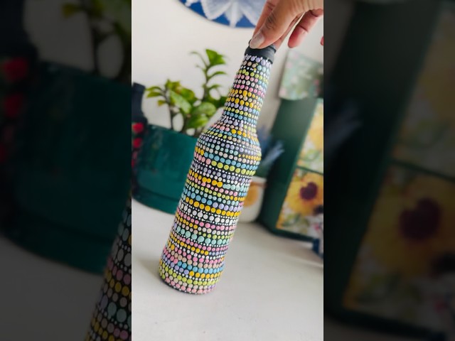 Easy dot mandala bottle art tutorial!!#trending #bottleart #dotmandala #pastel