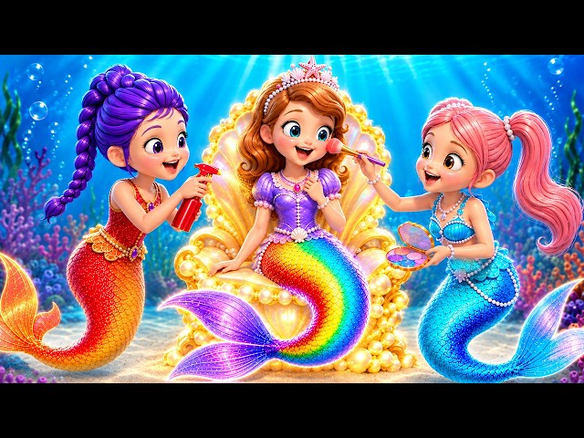 Sofia the First Meet Mermaid Rumi at Princess Ball! 🌈 ✨ Colorful Tail Makeover for Mermaid Sofia!