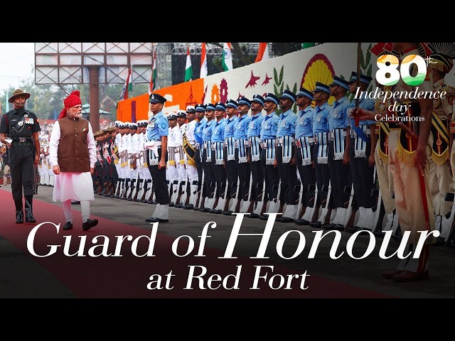 PM Modi inspects the Guard of Honour at Red Fort on 80th Independence Day 2026