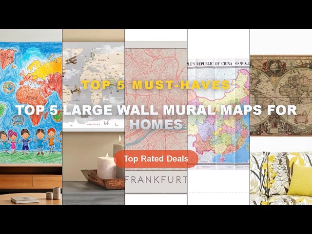 Top 5 Best Top 5 Large Wall Mural Maps For Homes (Must Have!) - 71x50cm Retro Vintage Old World Map