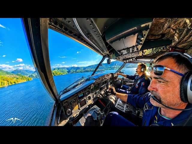WATER BOMBER ACTION COCKPIT VIEW — Full Mission on a Canadair CL-415 in Italy