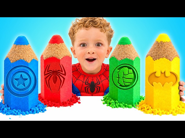 Kids pretend play with Colorful Kinetic Sand