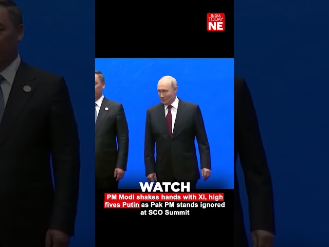 PM Modi shakes hands with Xi, high fives Putin as Pak PM stands ignored at SCO Summit