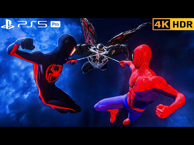 (PS5 PRO) Team Spider-Verse Unite to Take Down Venom | 4K HDR | Epic Battle Gameplay