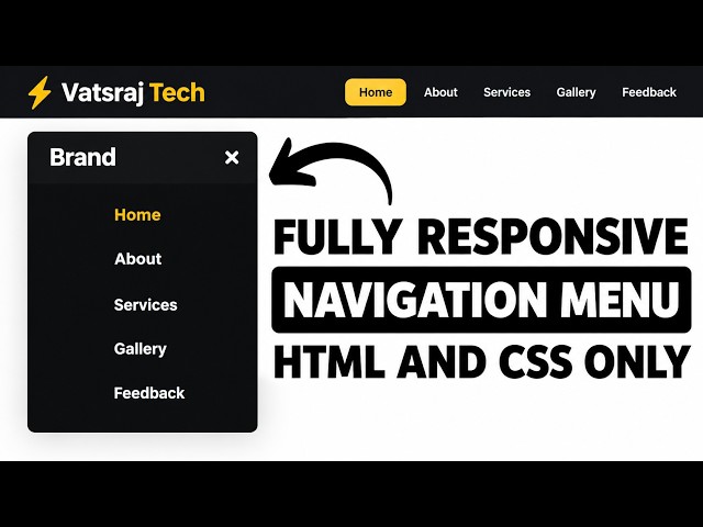 How to Create a Fully Responsive Navigation Menu Using HTML & CSS | Step-by-Step Tutorial