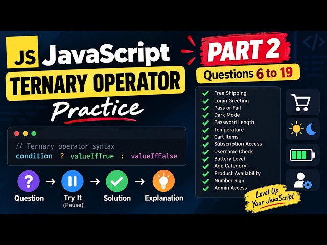 JavaScript Ternary Operator Practice | 14 Questions with Solutions